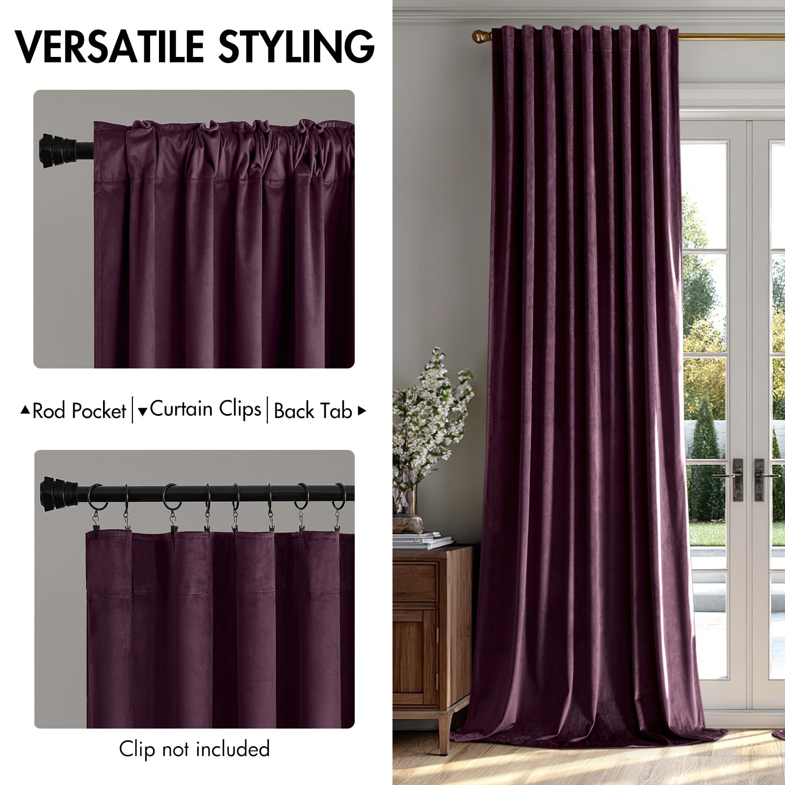 Amazon.com: MIULEE Dark Purple Velvet Curtains 96 inches - Luxury